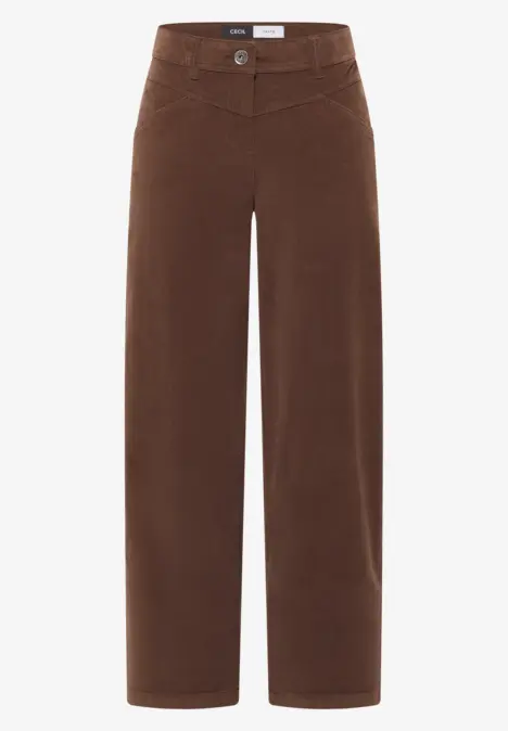 Braune Cordhose mit weitem Bein und hohem Bund
