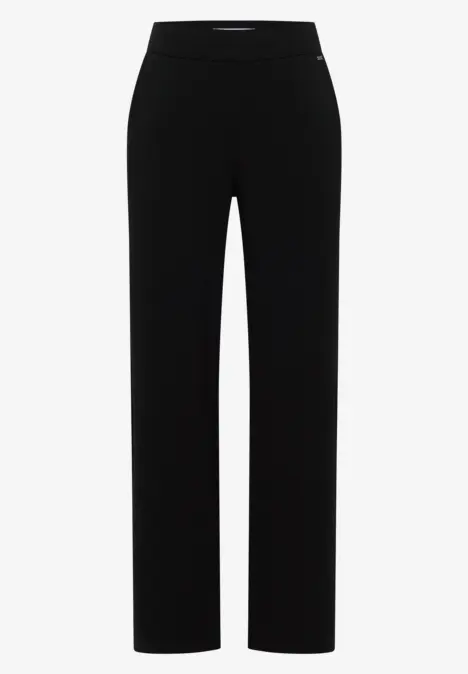 Schwarze, gerade geschnittene Hose mit hoher Taille