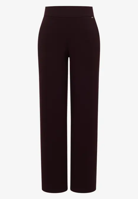 Schwarze, hochgeschnittene Damenhose mit geradem Bein und glattem Finish