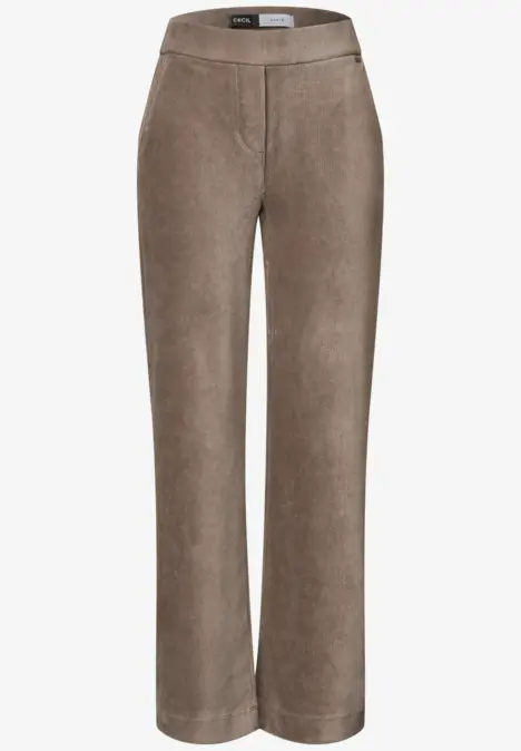 Bruine corduroybroek met rechte pasvorm en hoge taille.