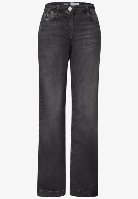 Schwarze High-Waist-Jeans mit geradem Bein