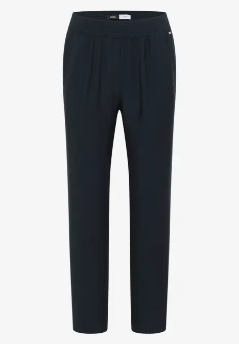 Schwarze Hose mit elastischem Bund, geradem Schnitt und lässiger Passform.