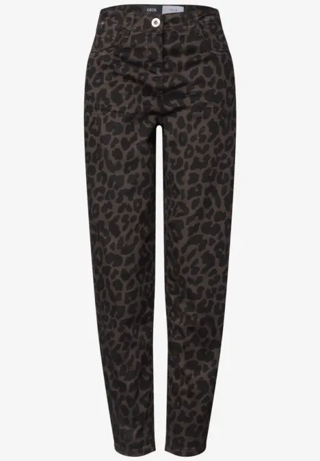 Hose mit braun-schwarzem Leopardenmuster.