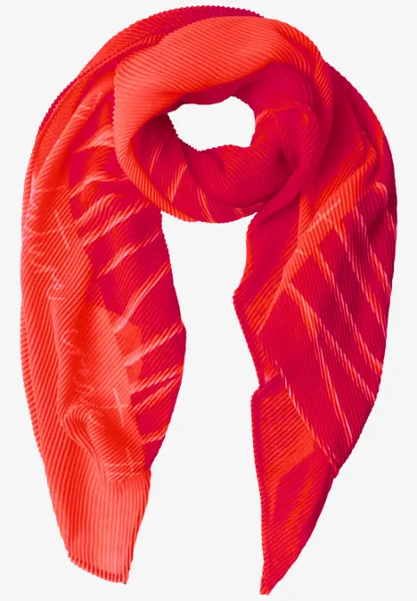 Roter und oranger Schal mit modernem Muster.