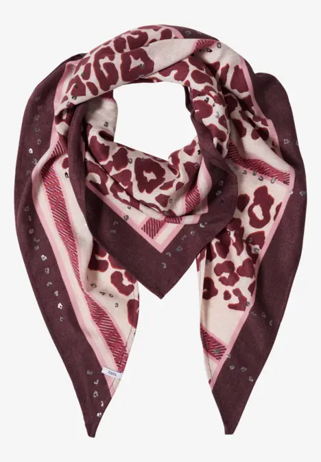 Foulard triangulaire à motif léopard berry red
