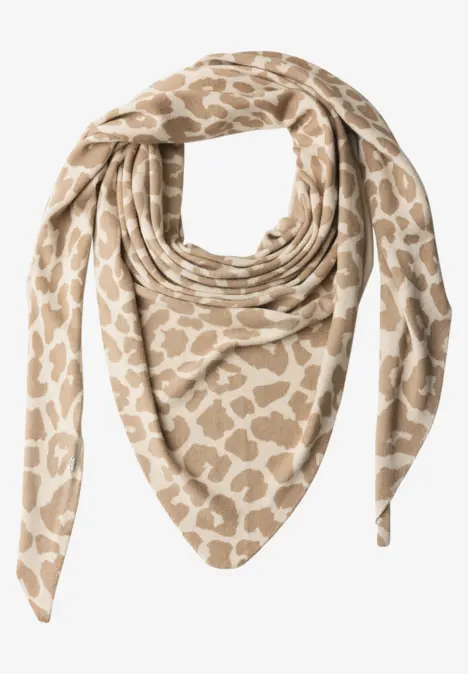 Driehoekige sjaal met luipaardprint powder beige