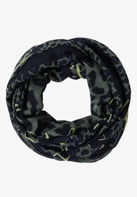 Loop-sjaal met luipaardprint dried olive green