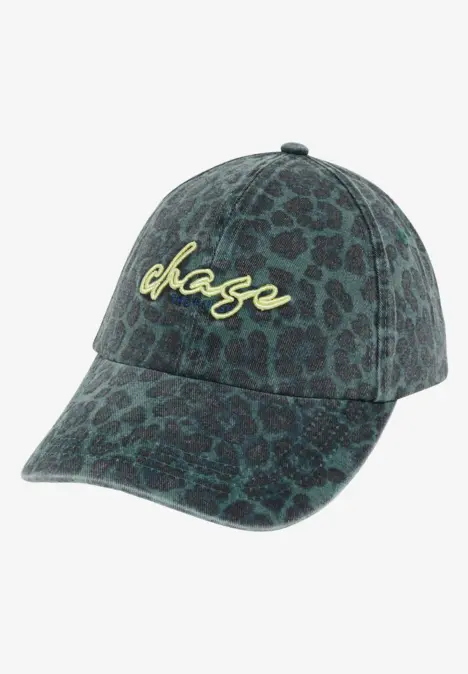 Czapka z daszkiem w panterkę z napisem dried olive green