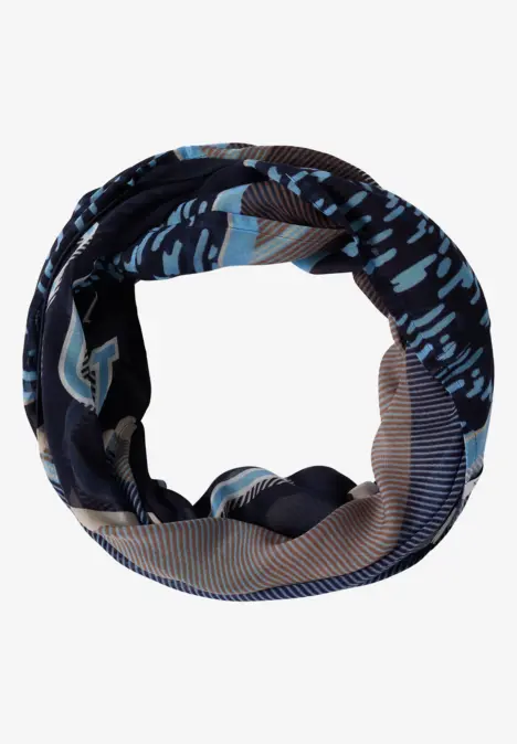 Loop-sjaal met patchwork-print urban dark blue