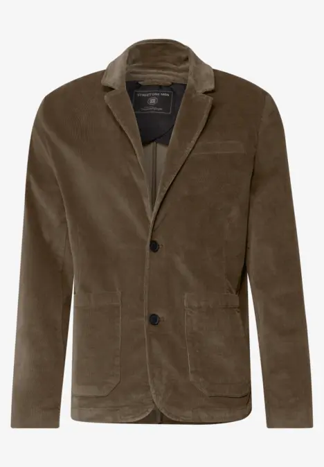 Bruin corduroy colbert met twee knopen en opgestikte zakken