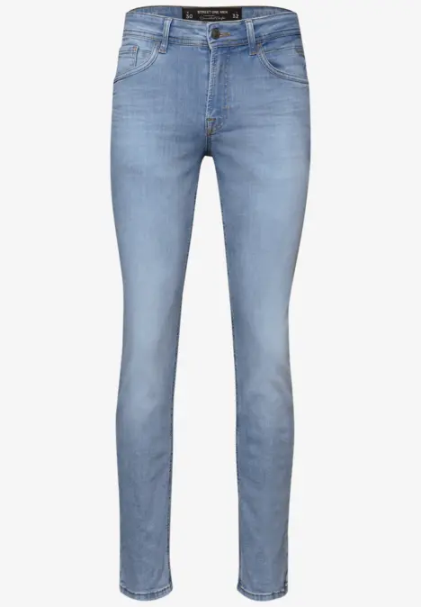 Lichtblauwe skinny jeans met vijf zakken en smalle pasvorm