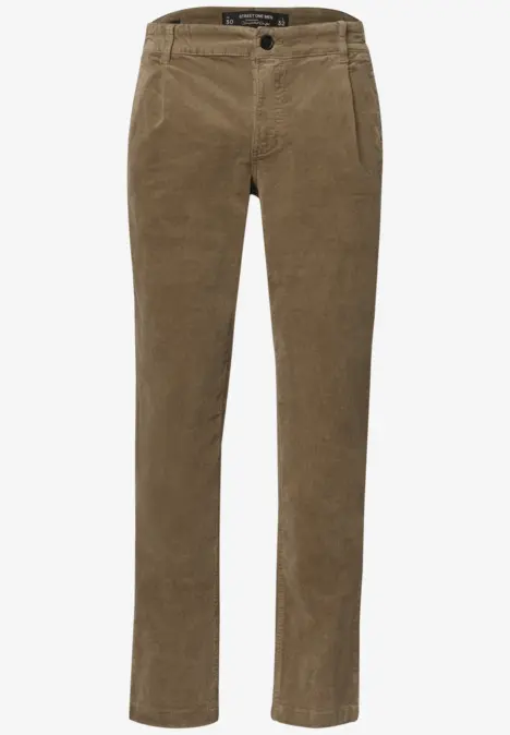 Bruine corduroy broek met rechte pasvorm en klassiek 5-pocket ontwerp.