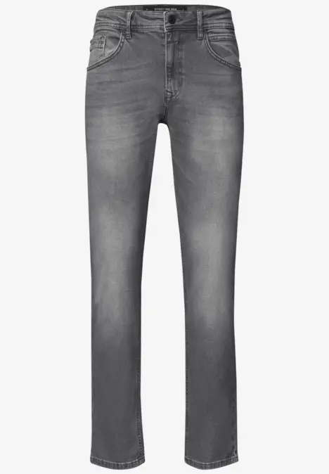 Graue Jeans mit geradem Bein und klassischem 5-Pocket-Design.
