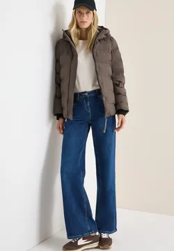 Cecil Damen Jeansjacke Kurz, Mit Nadelstreifen – Lässiger Hemdkragen, Knopfleiste & Brusttaschen