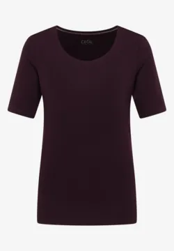 T-Shirt Femme Cencil Uni - Col Bateau, Manches Longues, Ourlet Élastique - Pur Coton - Lot De 1