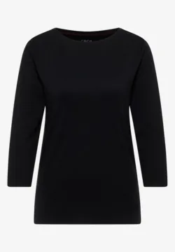 Cecil Damen-Shirt Mit Ösen An Der Schulter – Rundhals, 3/4-Ärmel, Weicher Baumwoll-Modal-Mix