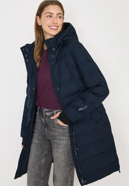 cecil Mantel Steppung Nahtlos Kapuze Polyester Blau