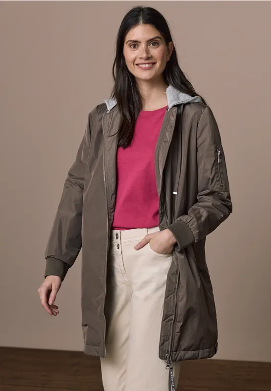 cecil Blouson Langer 2-Wege-Reißverschluss Polyester Braun