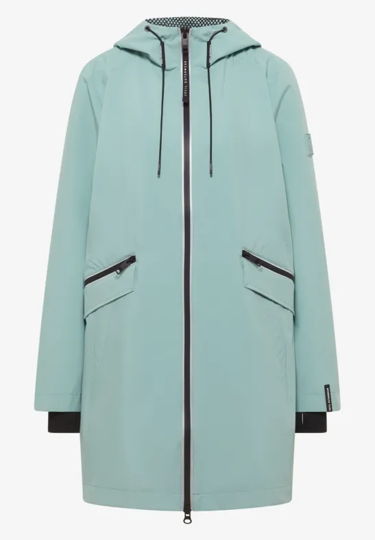 Thumbnail - Cecil Damen Mantel mit Kapuze und 2-Wege-Zipper in Grün, Gr: XL