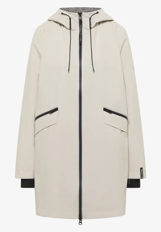 Thumbnail - Cecil Damen Mantel mit Kapuze und 2-Wege-Zipper in Beige, Gr: L