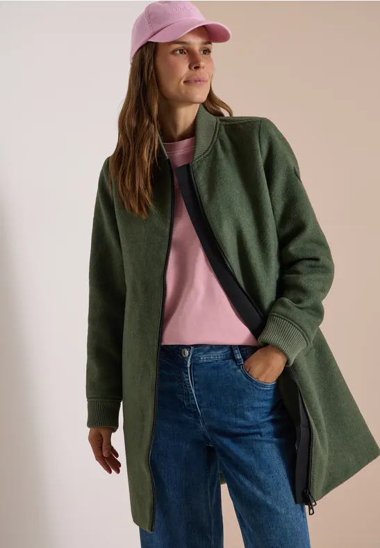 Veste longue en mélange de laine