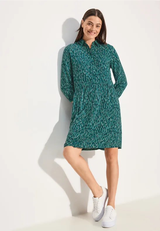 cecil Hemdkragen 3/4-Arm Bedrucktes Kleid EcoVero Gruen