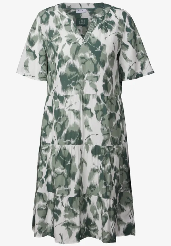 Thumbnail - Cecil Damen Gemustertes Crepe-Kleid in Grün, Gr: XS