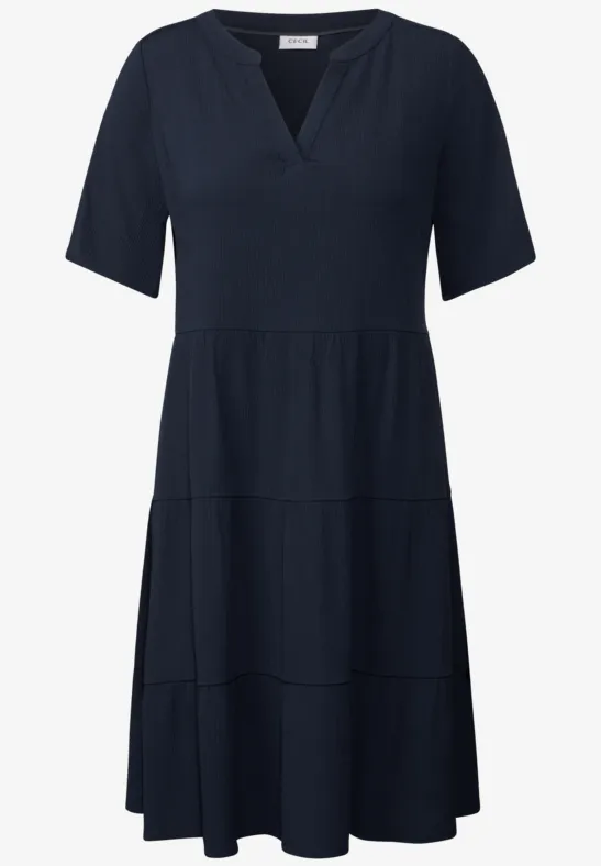 Thumbnail - Cecil Damen Strukturkleid mit Volants in Blau, Gr: XS