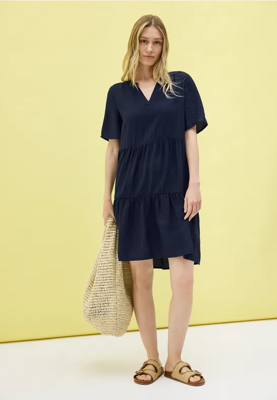 Thumbnail - Cecil Damen Knielanges Volant-Kleid in Blau, Gr: XL