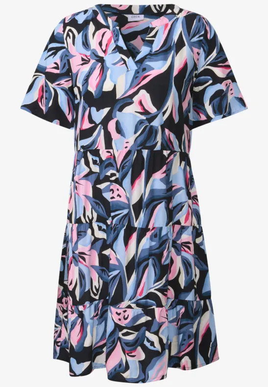 Thumbnail - Cecil Damen Gemustertes Volant-Kleid in Blau, Gr: M