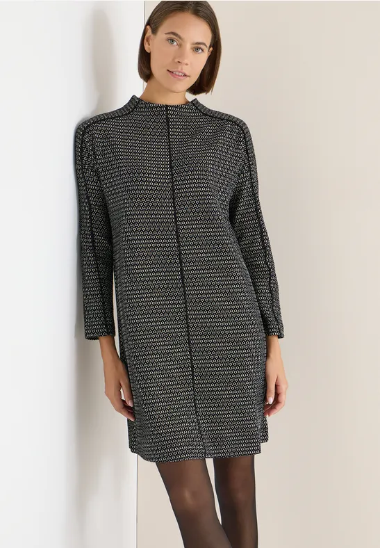 Thumbnail - Cecil Damen Two Tone Strukturkleid in Schwarz, Gr: XL