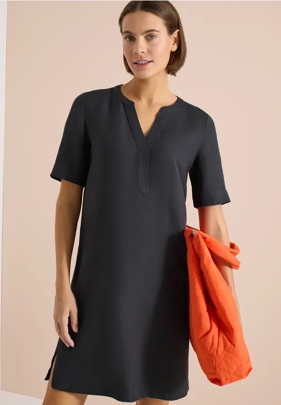 cecil Knielanges Kleid Leinen-Viskose Grau
