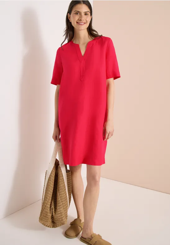 cecil Kleid Split Neck Leinen Rot