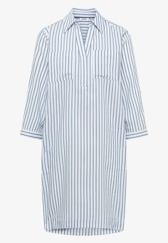 Thumbnail - Cecil Damen Knielanges Kleid mit Streifenmuster in Blau, Gr: XS