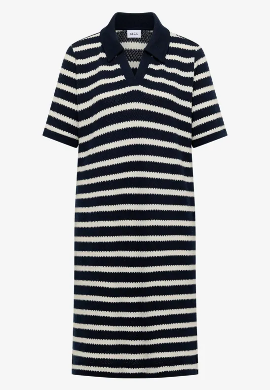 Thumbnail - Cecil Damen Knielanges Kleid in Ajourstrick in Blau, Gr: L