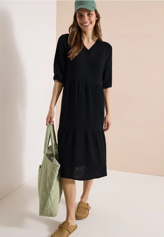 Knielanges Kleid in Musselinqualität