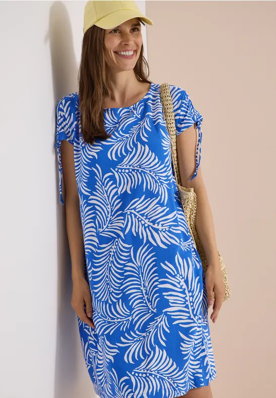 cecil Knielanges Kleid Capsleeves U-Boot Viskose Blau