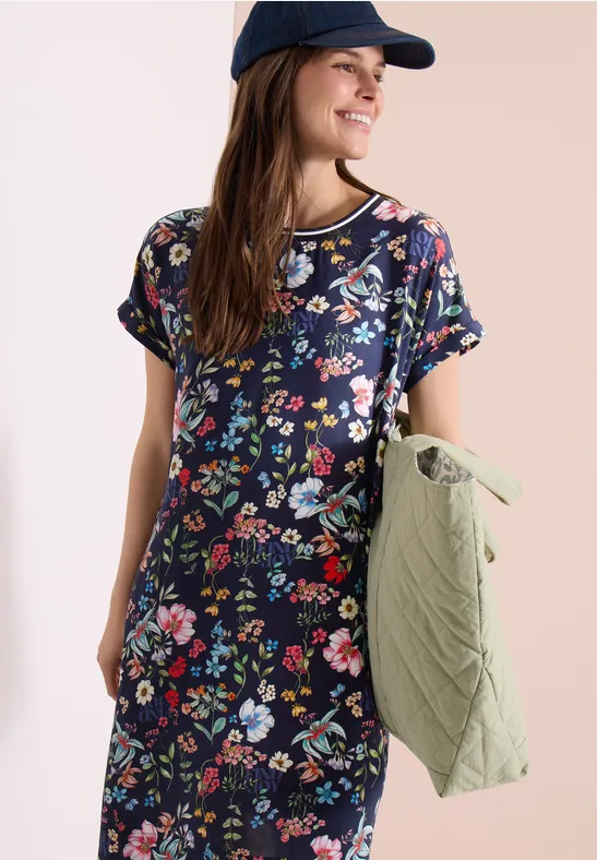 cecil Knielanges Kleid Viskose Floral Blau