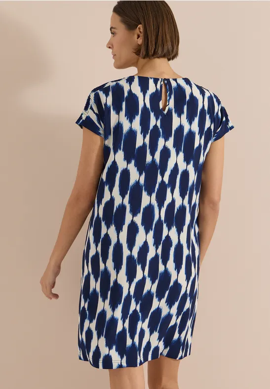 cecil Knie-lange jurk met kapmouwtjes en print blauw, foto 2