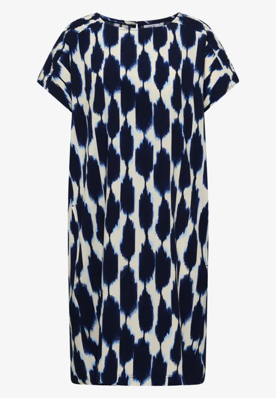 cecil Knie-lange jurk met kapmouwtjes en print blauw, foto 4