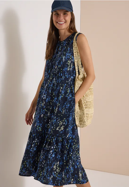 Midikleid mit Split Neck und Print