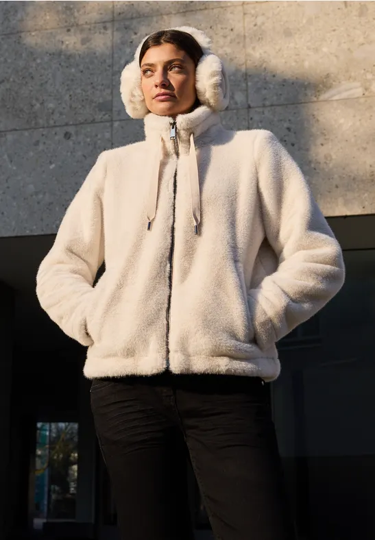 Cecil Femme Veste courte en imitation fourrure in Blanc - Taille XL