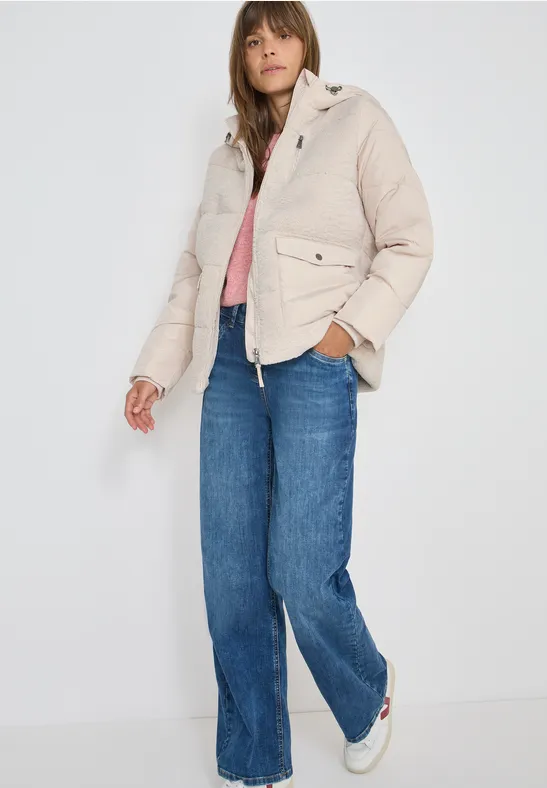 Thumbnail - Cecil Damen Teddy Jacke mit Strukturmix in Weiß, Gr: M