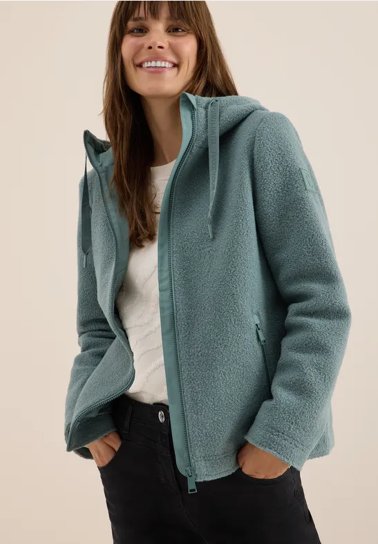 cecil Jacke Kurze Wolloptik Polyester Kapuze Grün