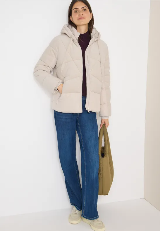 Thumbnail - Cecil Damen Puffer Jacke mit Cord-Mix in Weiß, Gr: S
