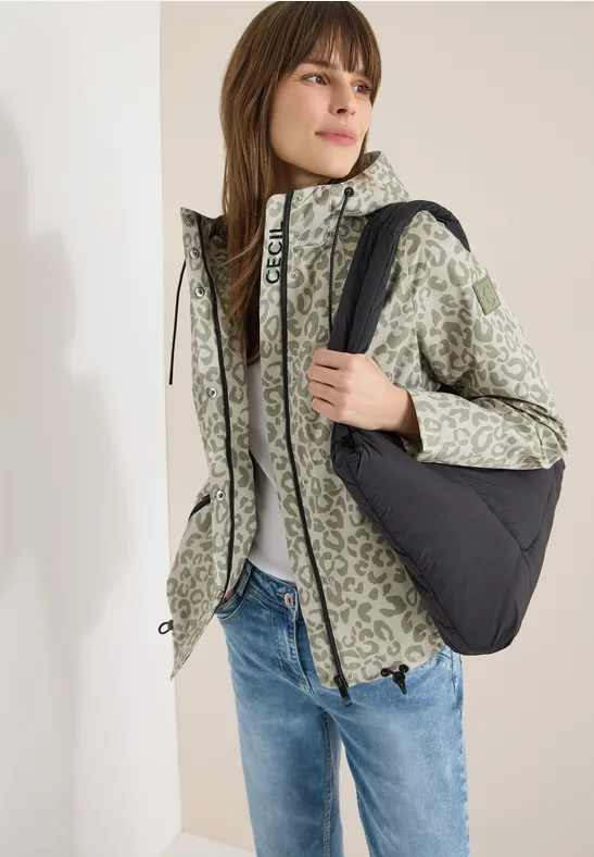 cecil Jacke Windbreaker Hoodie Polyester Grün