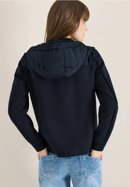 Jacke mit Strukturmix und Kapuze günstig online kaufen