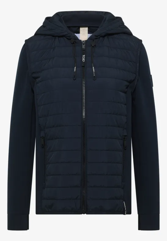 Thumbnail - Cecil Damen Jacke mit Strukturmix und Kapuze in Blau, Gr: XL