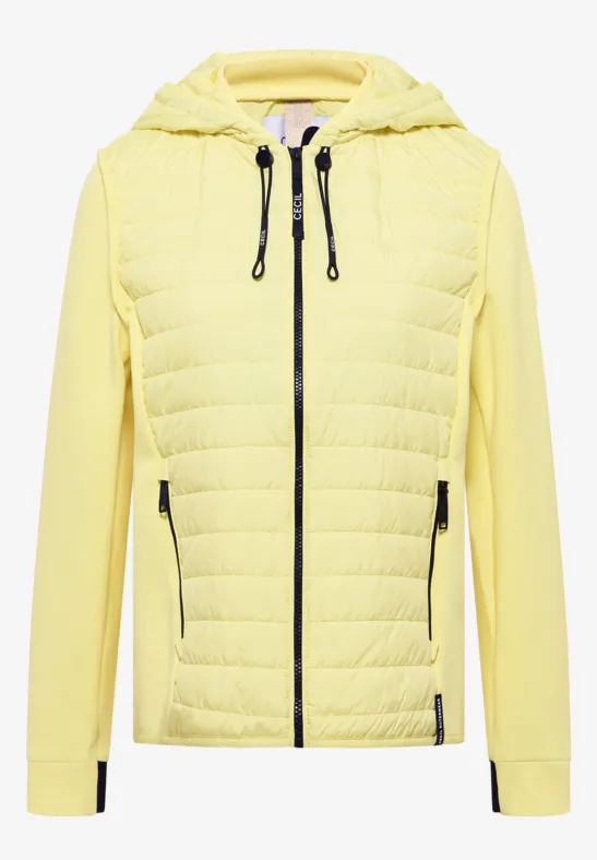 Thumbnail - Cecil Damen Jacke mit Strukturmix und Kapuze in Gelb, Gr: S