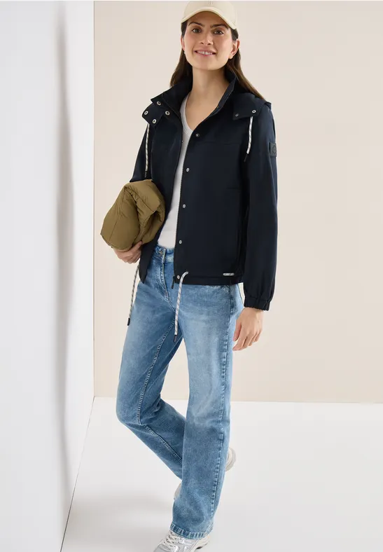 Thumbnail - Cecil Damen Jacke mit Kapuze und Tunnelzug in Blau, Gr: L